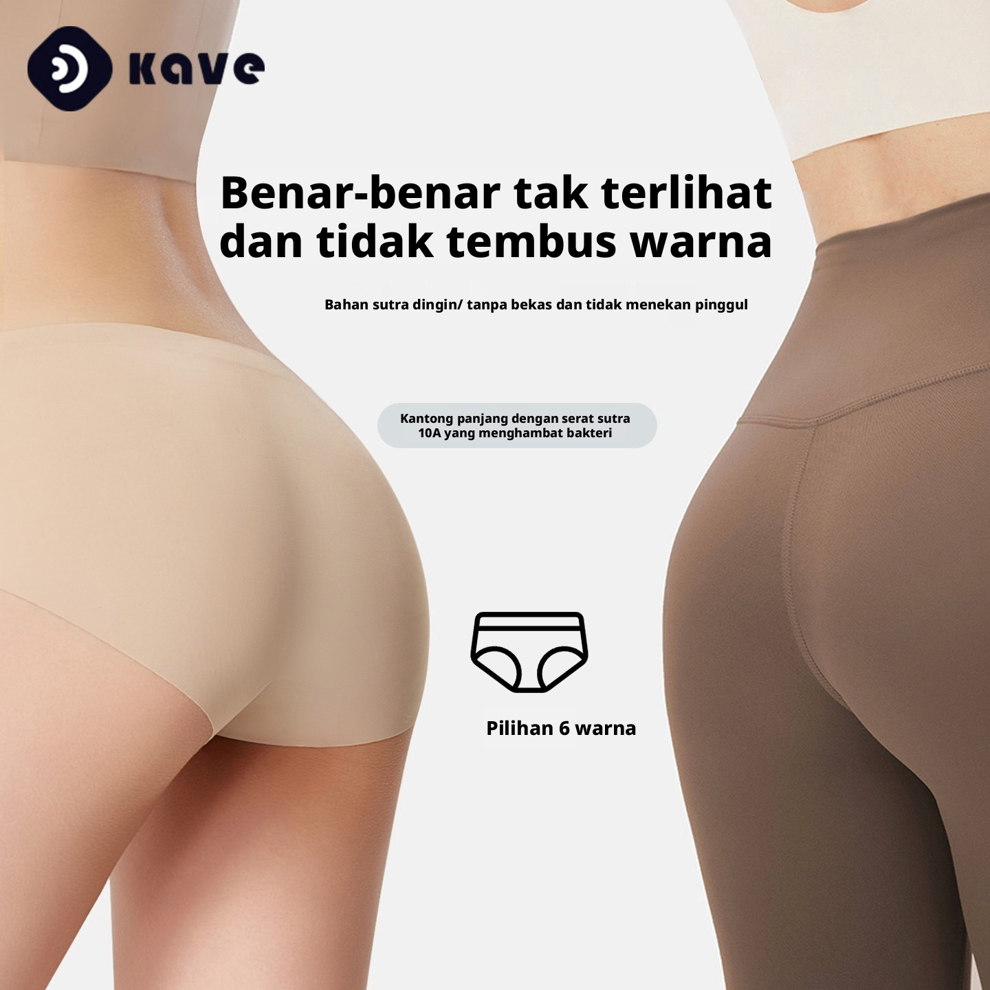 BONAS Seamless Celana Dalam Wanita dengan Bagian Selangkangan dari Sutra, Celana Dalam Anti-bakteri yang Nyaman untuk Musim Panas