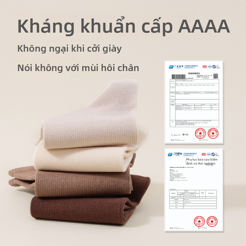 Tất cổ cao nữ bằng vải cotton, tất giữa bắp chân thấm hơi và kháng khuẩn, phù hợp cho mùa thu và mùa đông.