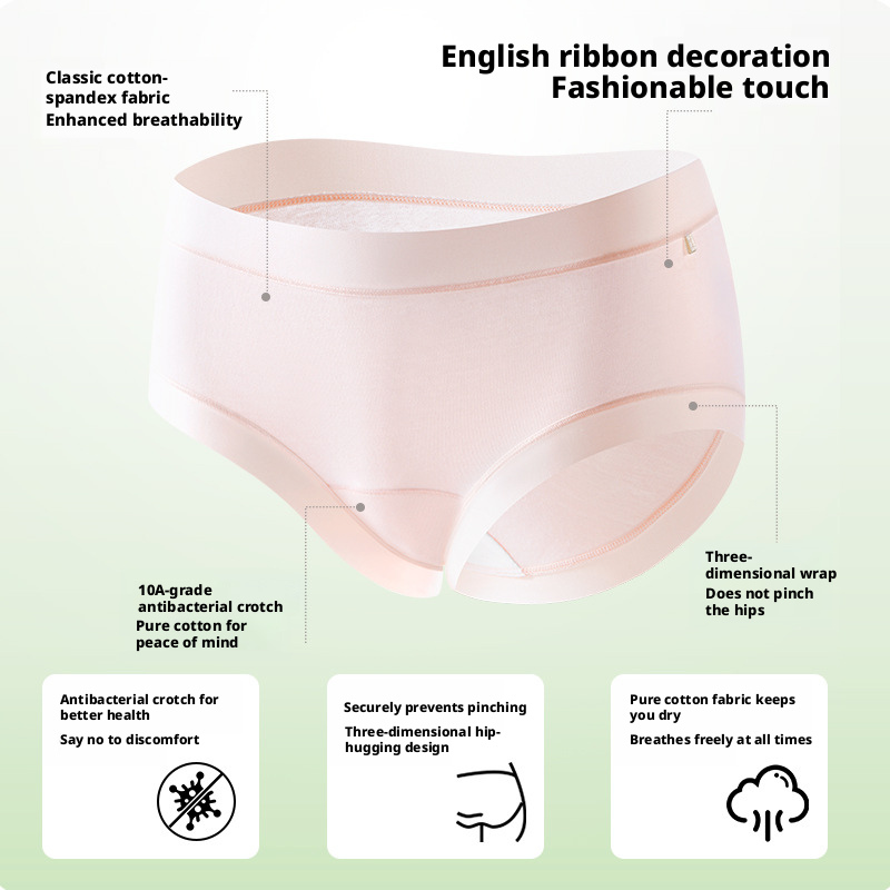Women's Seamless Antibacterial Triangle Panties, Lyocell Cotton Gusset Mid-Rise No-Show Underwear