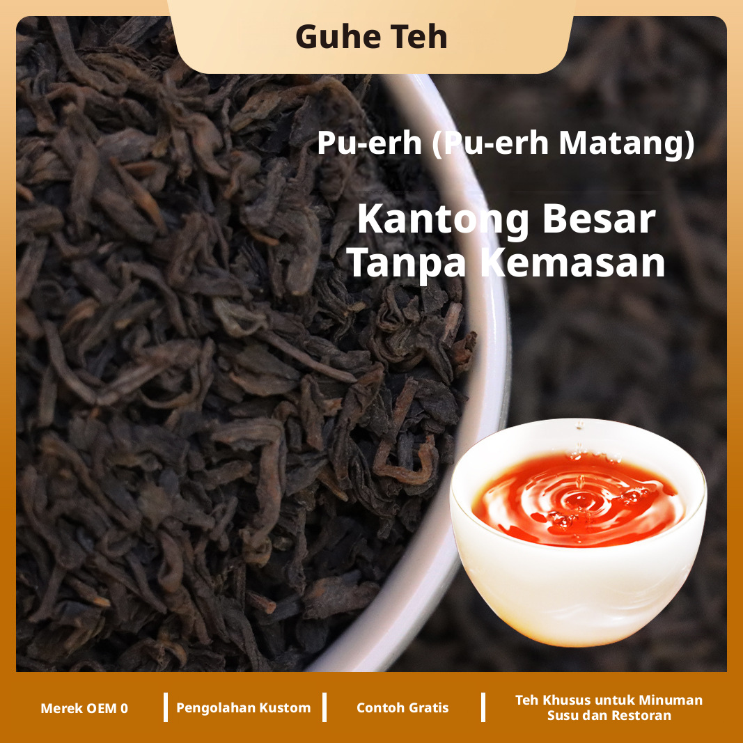 Teh Pu-erh Matang Yunnan Daun Loose, Kemasan 500g untuk Brewing Rumah.