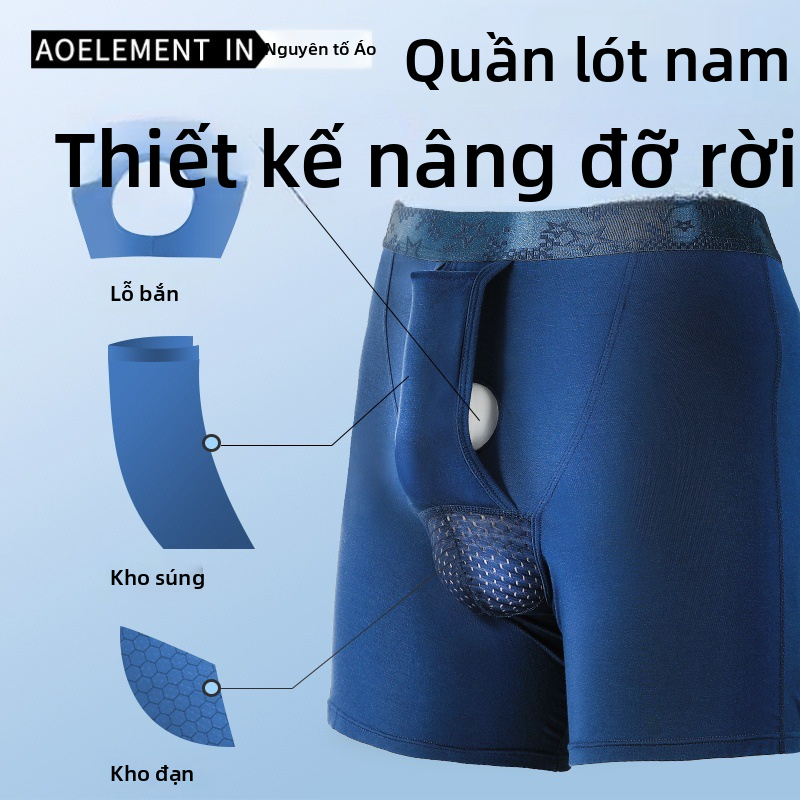 Quần đùi chống nứt nẻ tách đạn dành cho nam giới, Đồ lót thể thao thoáng khí có hỗ trợ túi, Tăng giữa