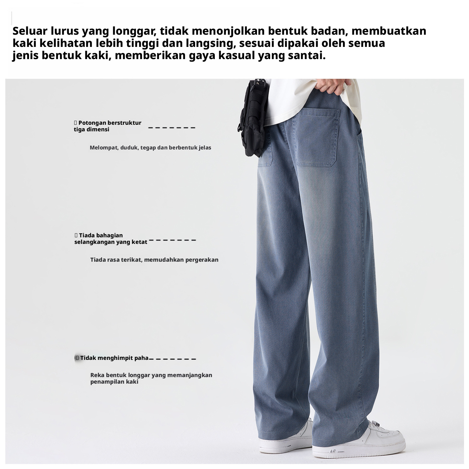 Seluar Jeans Kaki Lurus Lyocell Tencel Lelaki, Seluar Kasual Bernafas Ringan untuk Musim Panas