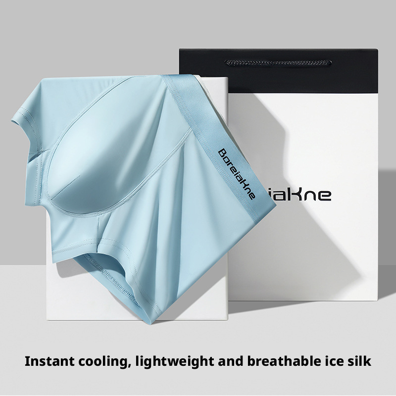 Men's 3-Pack Ice Silk Boxer Briefs, Summer Thin Breathable Cool Antibacterial Underwear