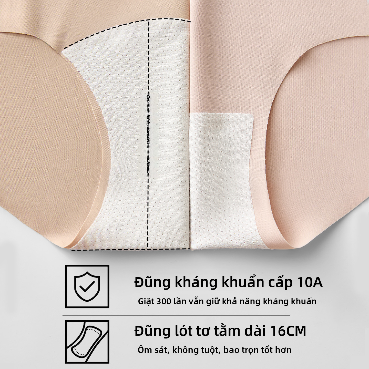 Quần lót nữ BONAS Seamless với phần giữa làm từ lụa, thoáng khí và chống khuẩn, dáng ngắn thích hợp cho mùa hè