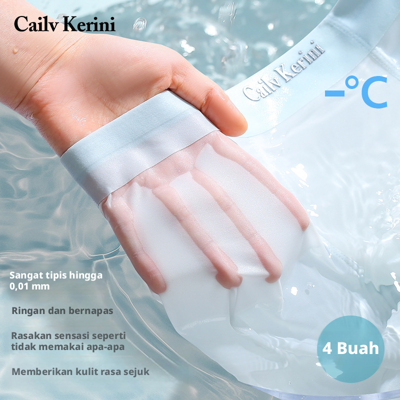 Celana Boxer Sutra Es Pria, Pakaian Dalam Warna Padat Bernapas Cepat Kering Mulus