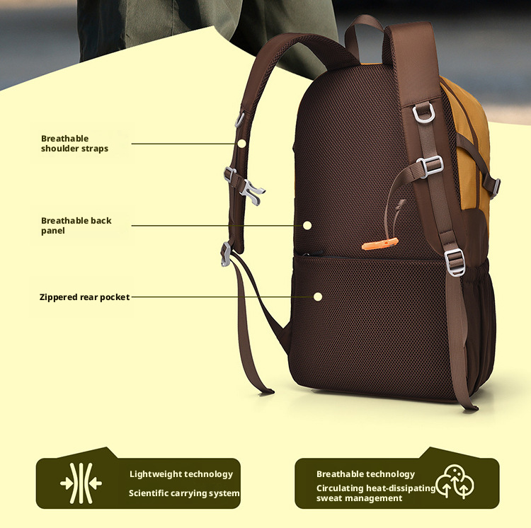 Feisha 20-35L Hiking Backpack, Water-Resistant Nylon Daypack for Men and Women, Breathable Outdoor Trekking Bag