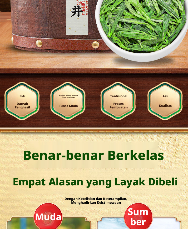 Teh Hijau Longjing, Kemasan Ember 250g, Panen Pertama Musim Semi, Aroma Kacang, Teh Daun Loose untuk Konsumsi Sehari-hari atau Sebagai Hadiah.