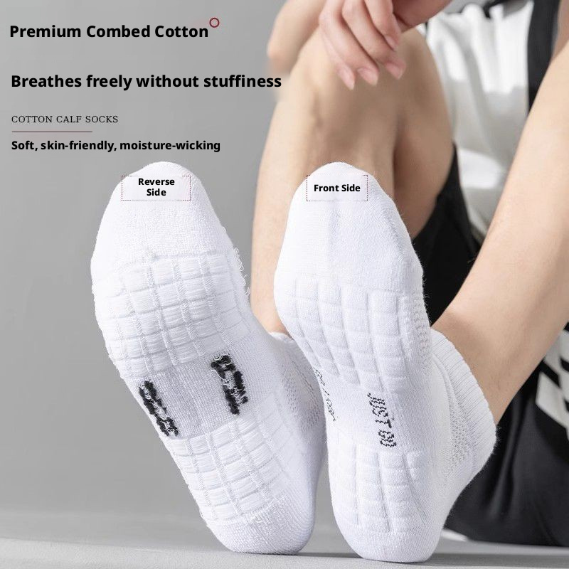 Cotton Athletic Crew Socks for Tennis, Running and Badminton, Moisture-Wicking Cushioned Sports Socks