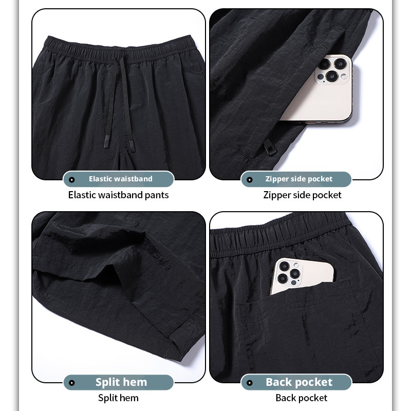 Men's Summer Quick-Dry Nylon Shorts, Loose Fit Breathable Casual Beach Sports Shorts