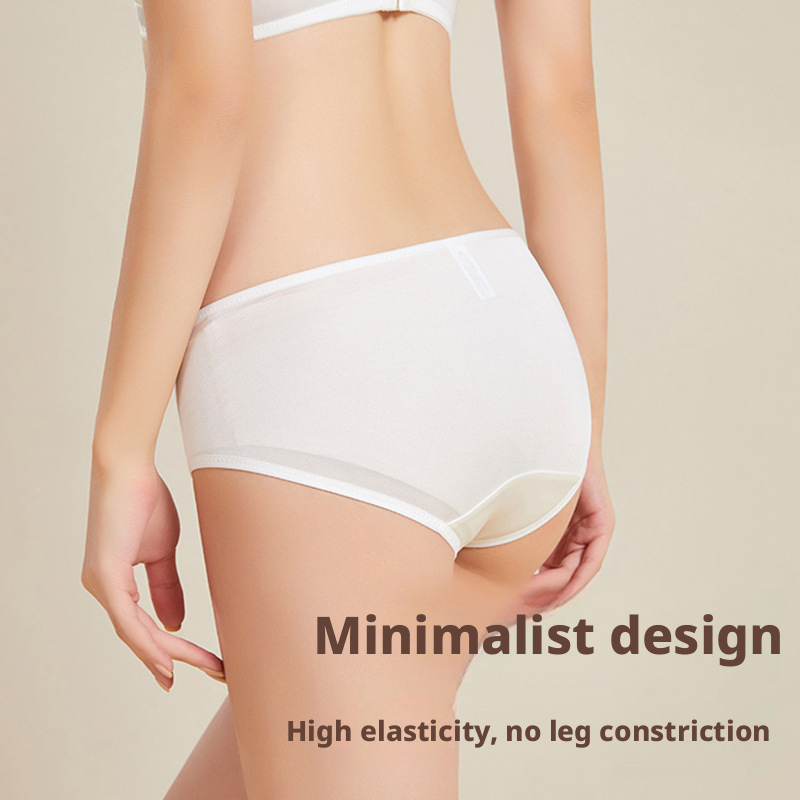 Women's Silk Satin Panties with Double-Layer Silk Gusset, Mid-Waist Breathable Briefs
