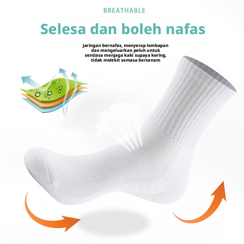 Stoking larian kapas untuk lelaki, stoking sukan berlapik bulu yang menyerap peluh dan anti-bau.