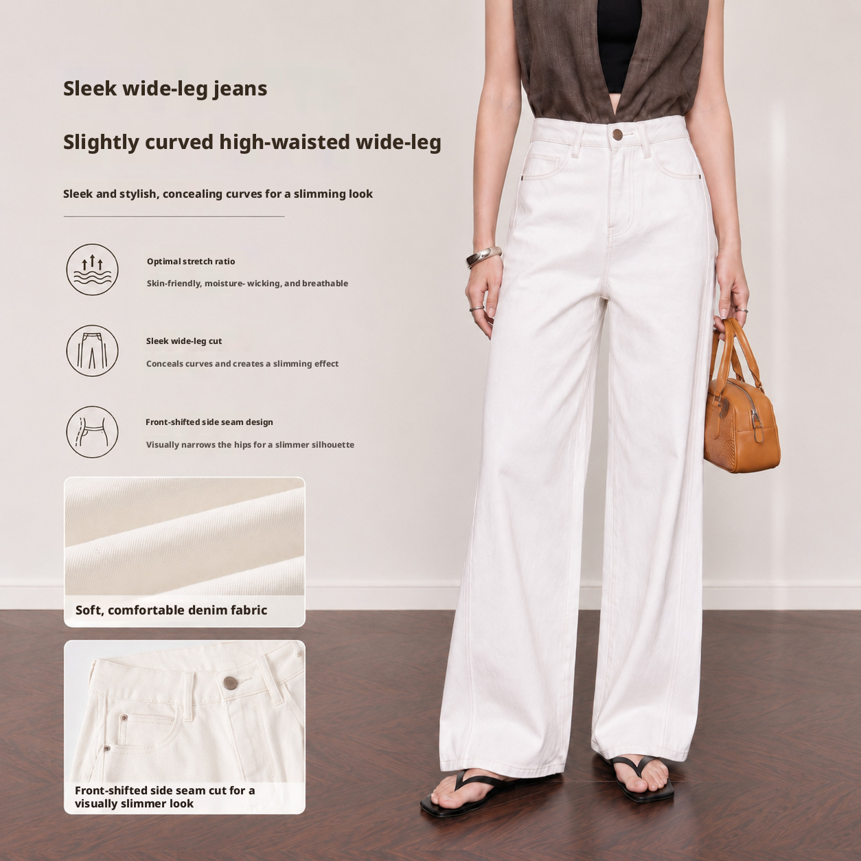 YUNCHANG Women's Wide Leg Jeans Straight Loose High Waist Tencel Lyocell Cotton Pants
