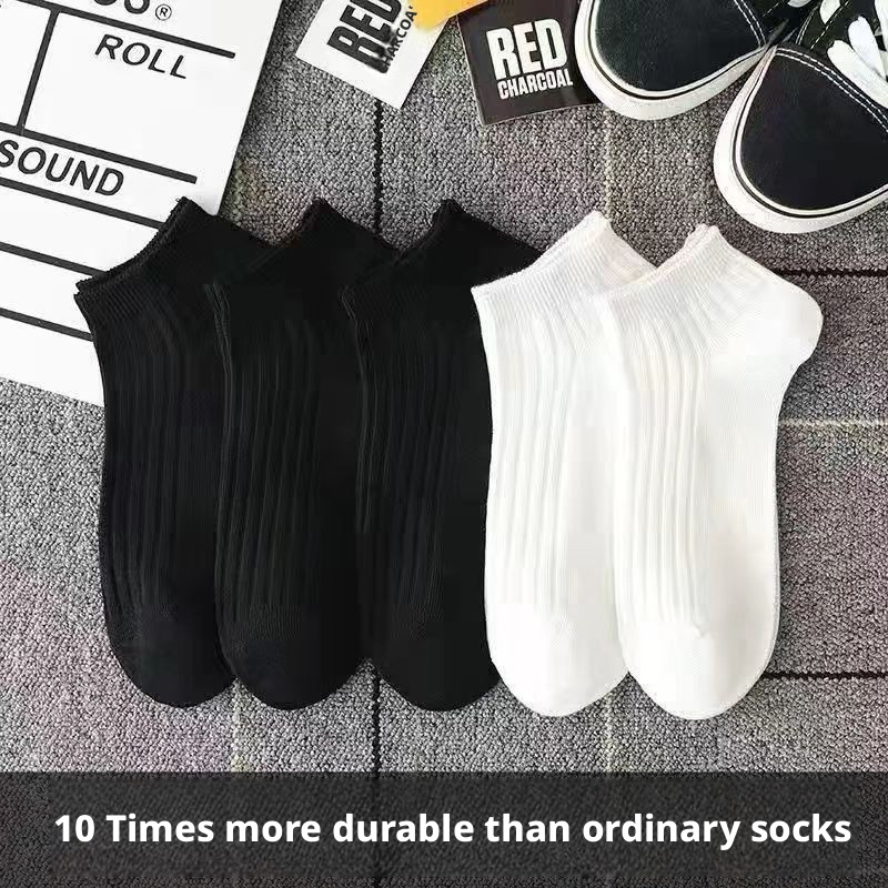 Men's Thin Breathable Ankle Socks, Black and White Striped Low Cut Boat Socks for Spring Casual Wear