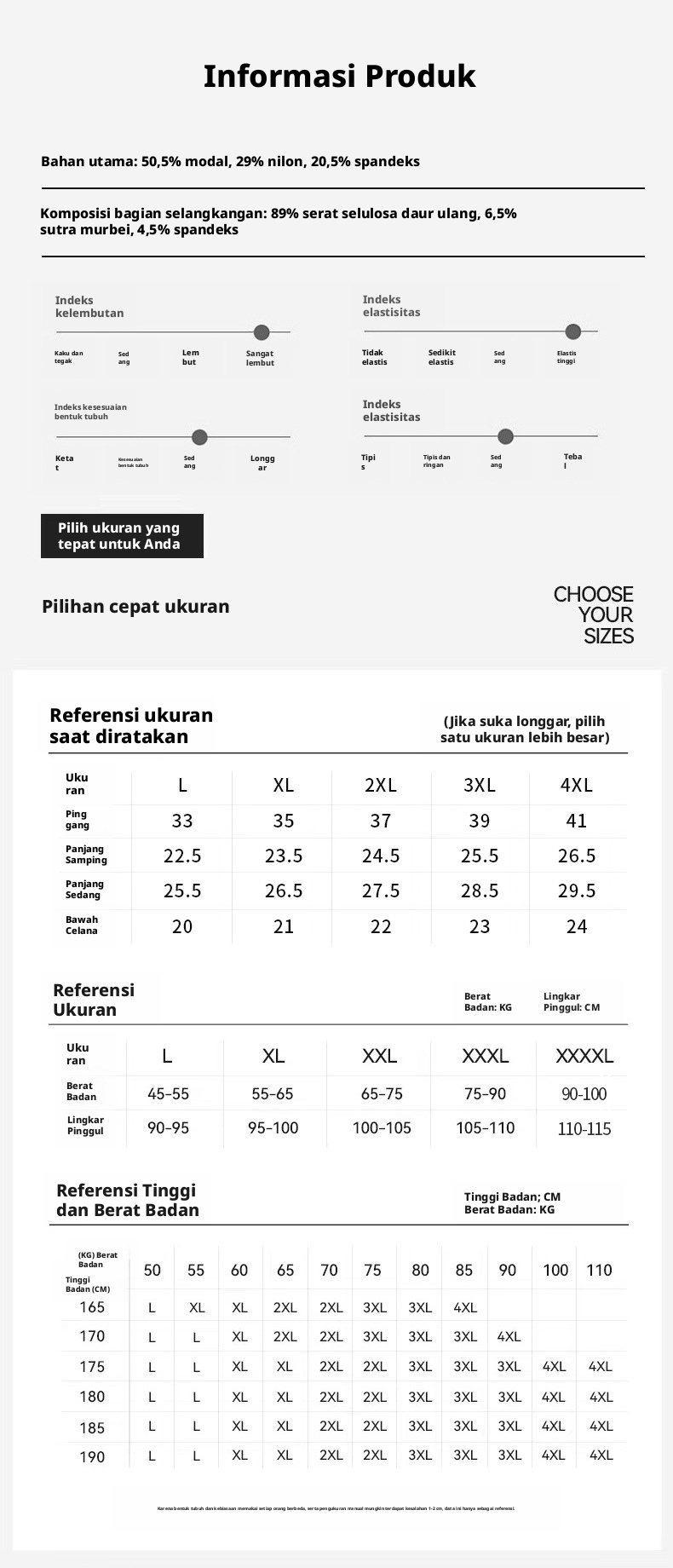 Celana Boxer Modal 100 Hitung Pria, Pakaian Dalam Antibakteri Mulus Bernapas dengan Lapisan Selangkangan Sutra, Mid-Rise
