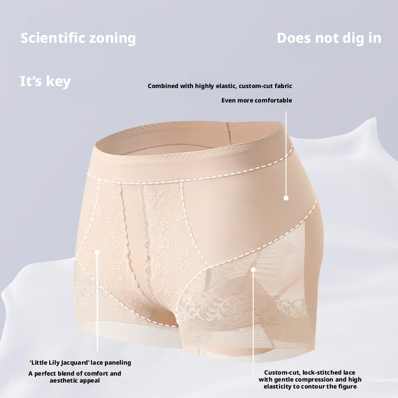 Women Seamless Lace Shaping Pants High Waist Tummy Control Butt Lifter Long Mulberry Silk Antibacterial Ultra Thin