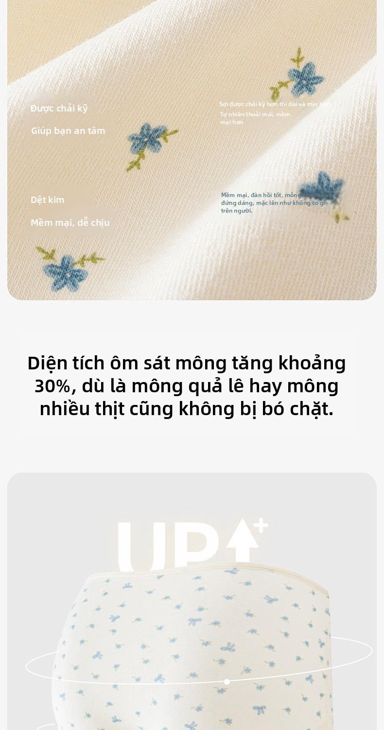 Quần lót cotton in họa tiết dành cho phụ nữ, quần lót thấm hút, kháng khuẩn, cỡ lớn