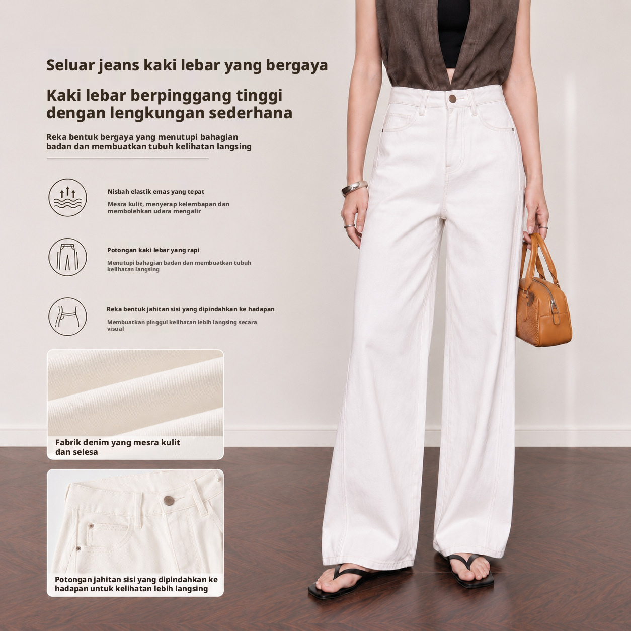 Seluar Jean Wanita YUNCHANG Berkaki Lebar, Lurus, Longgar, Pinggang Tinggi, Diperbuat daripada Tencel, Lyocell dan Kapas