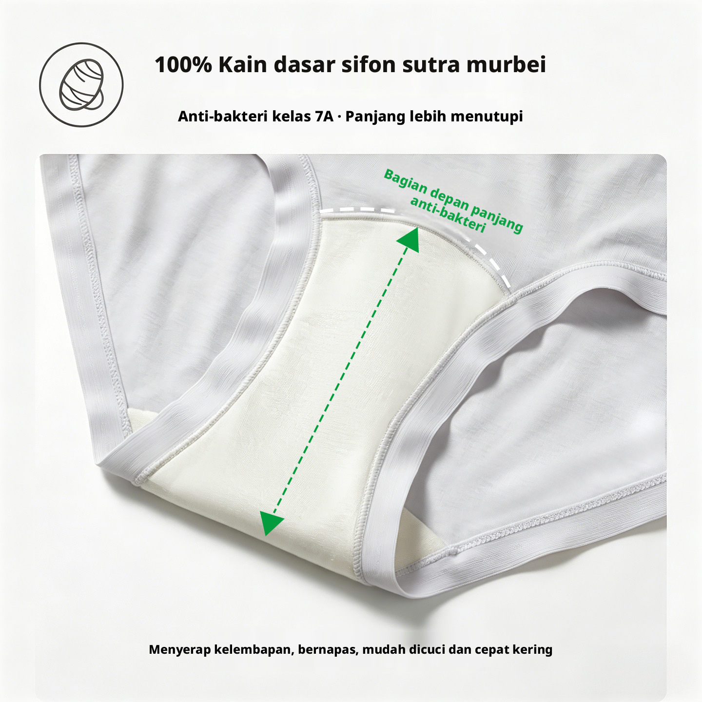 Pakaian dalam wanita jenis modal dengan bagian selangkangan dari sutra murni 100%, celana dalam tipis yang dapat bernapas, antibakteri, dan tanpa jahitan.