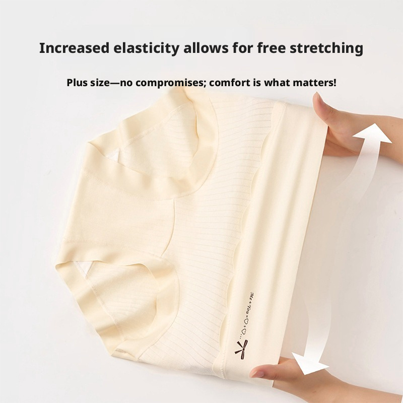 Women's High Waist Cotton Triangle Panties, Antibacterial Breathable Plus Size Underwear