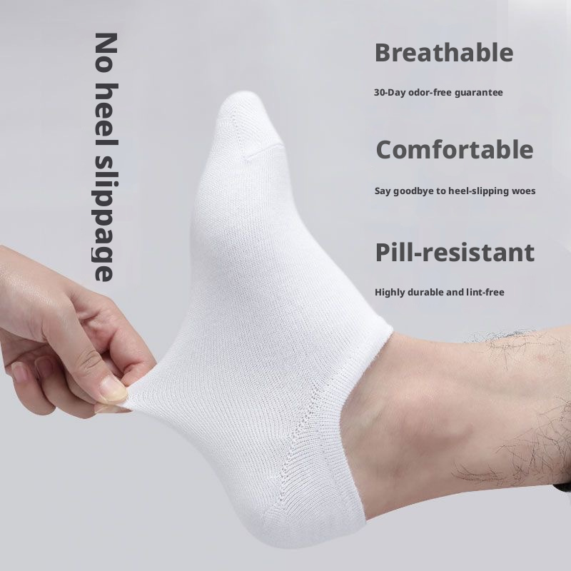 Men’s Cotton Ankle Socks, Summer Black White Gray Solid Color, Sweat-Absorbent Breathable Short Socks