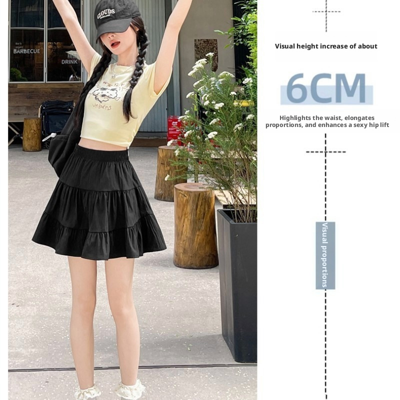 Women’s White Ballet-Style Tiered Mini Skirt, Sweet A-Line Pleated Cake Skirt for Summer