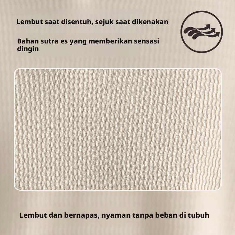 Kemeja Polo Kerah Rendah rajut sutra es untuk pria, lengan pendek, bergaris, gaya santai