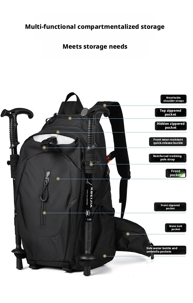 Feisha Oxford Cloth Hiking Backpack for Men and Women, Breathable Multi-Function Outdoor Travel Daypack Under 20L