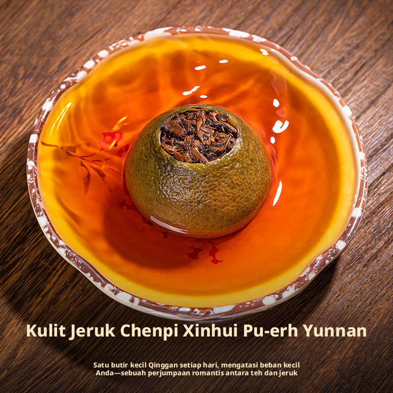 Teh Pu-erh Xinhui Ganpu, Teh Matang dengan Kulit Jeruk, Teh Cina Kemasan 250g untuk Rumah.
