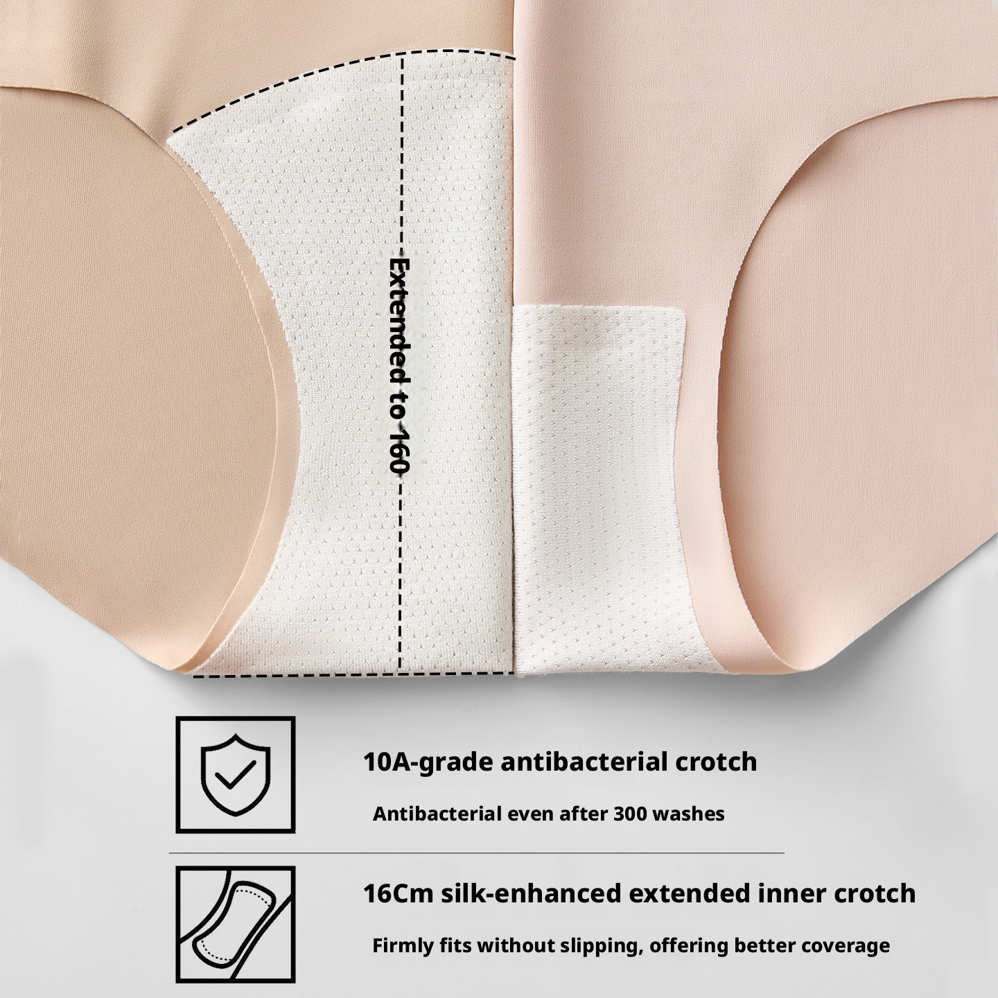 BONAS Seamless Women's Briefs with Silk Crotch, Breathable Antibacterial Mid-Rise Panties for Summer