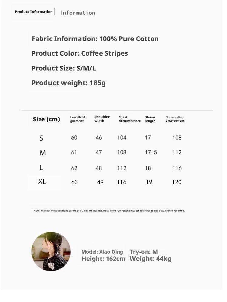 Women's Striped Short-Sleeve T-Shirt, Cotton Blend, Crew Neck, Loose Fit, Casual Top
