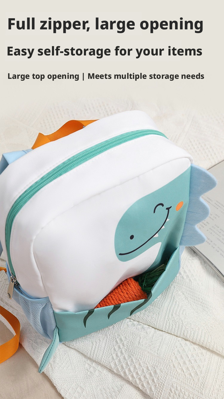 Kids Dinosaur Backpack for Kindergarten, Oxford Cloth Cartoon School Bag with Wear-Resistant Curved Shoulder Straps