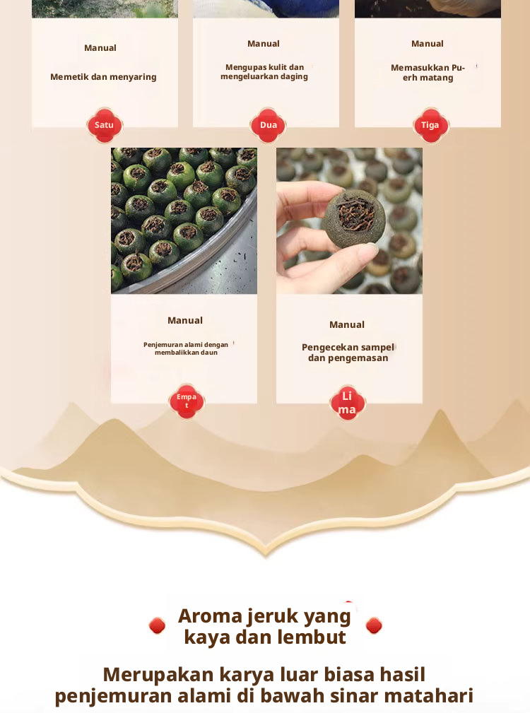 Teh Pu-erh Xinhui Ganpu, Teh Matang dengan Kulit Jeruk, Teh Cina Kemasan 250g untuk Rumah.