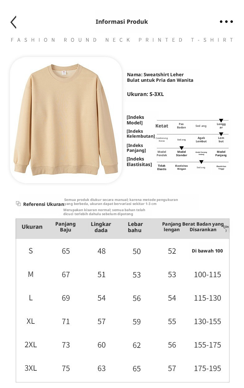 Kaos sweatshirt kerah reguler berlapis bulu untuk pria, model longgar warna solid untuk musim dingin