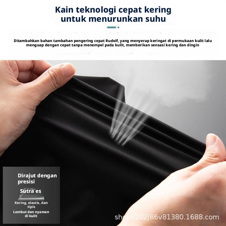 Celana Pendek Sutra Es Musim Panas Pria, Celana Pendek Olahraga Kasual Lima Inci Peregangan Cepat Kering