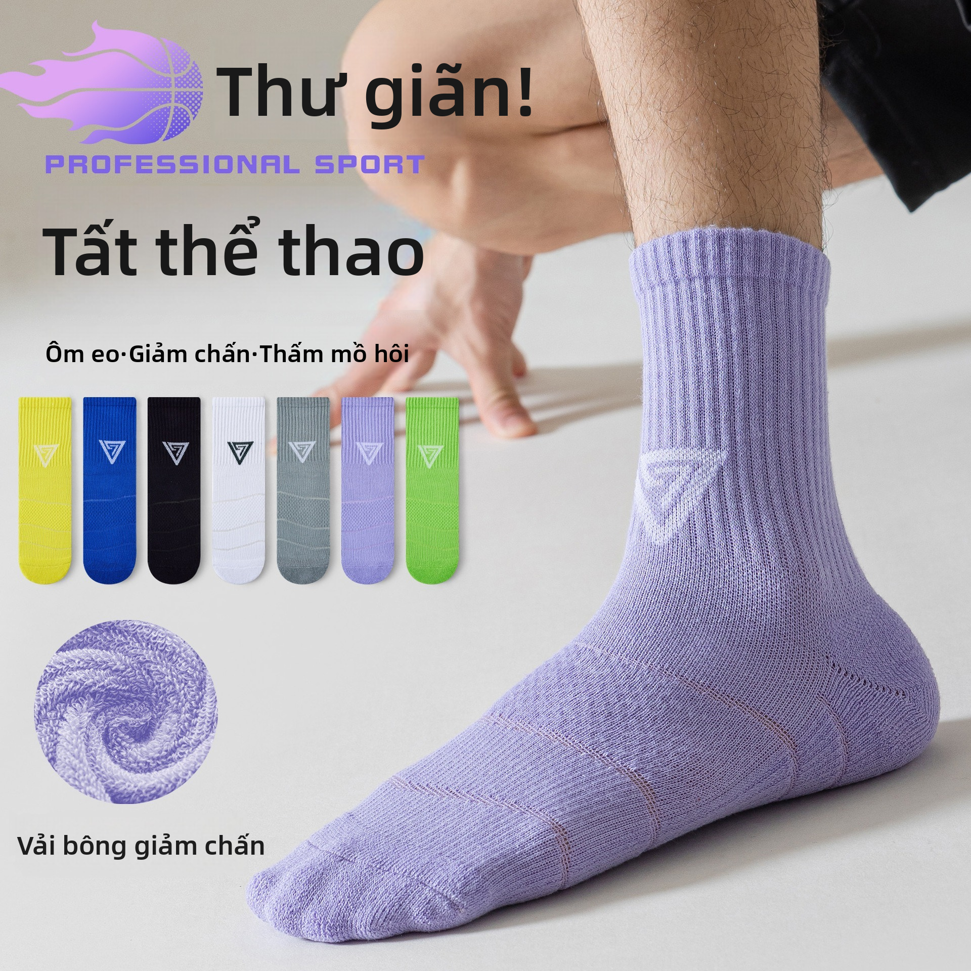 Tất thể thao ngắn cổ chân bằng vải cotton cho nam của RUNYUBO, tất chạy bộ có đệm, chống trượt và thoáng khí, dành cho thanh thiếu niên và người trẻ tuổi.
