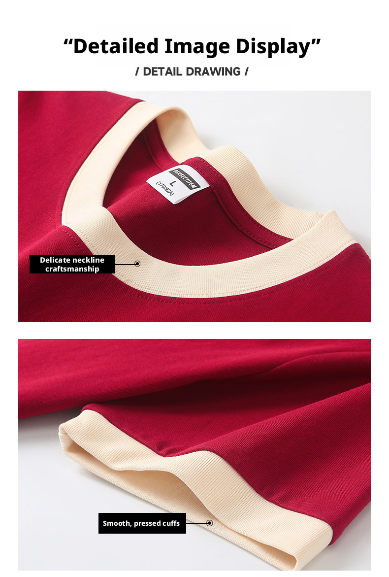 Women's Color Block Raglan Short Sleeve T-Shirt, Combed Cotton Loose Fit Crew Neck Tee