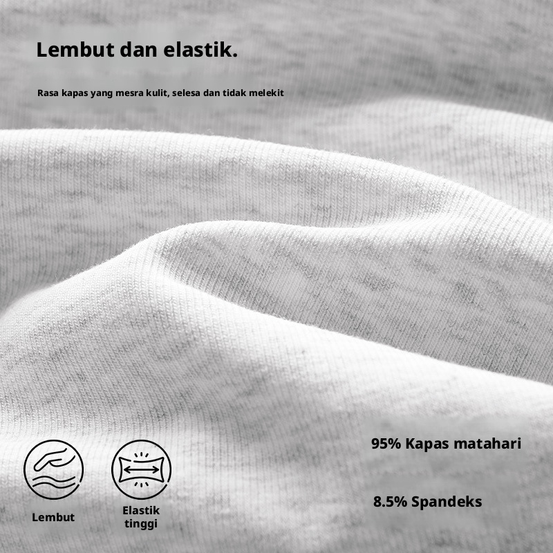 Baju T Lengan Panjang Wanita Leher U Dari Kapas, Gaya Slim Fit, Warna Solid, Jenis Tenunan untuk Pakaian Harian