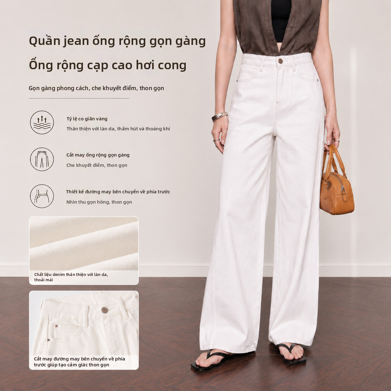 Quần jean ống rộng dành cho phụ nữ YUNCHANG, kiểu thẳng, thoải mái, eo cao, làm từ vải Tencel, Lyocell và bông