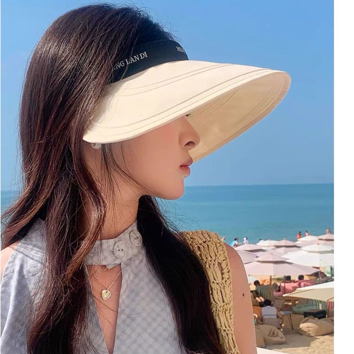 **Women's Empty Top Sun Visor Hat, UV Protection Wide Brim Foldable Summer Outdoor Beach Sports Hat for Ladies