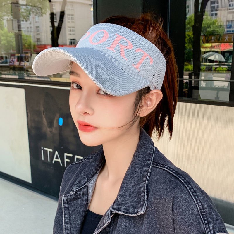 Ladies UV Protection Empty Top Sun Hat, Wide Brim Foldable Breathable Summer Visor Cap