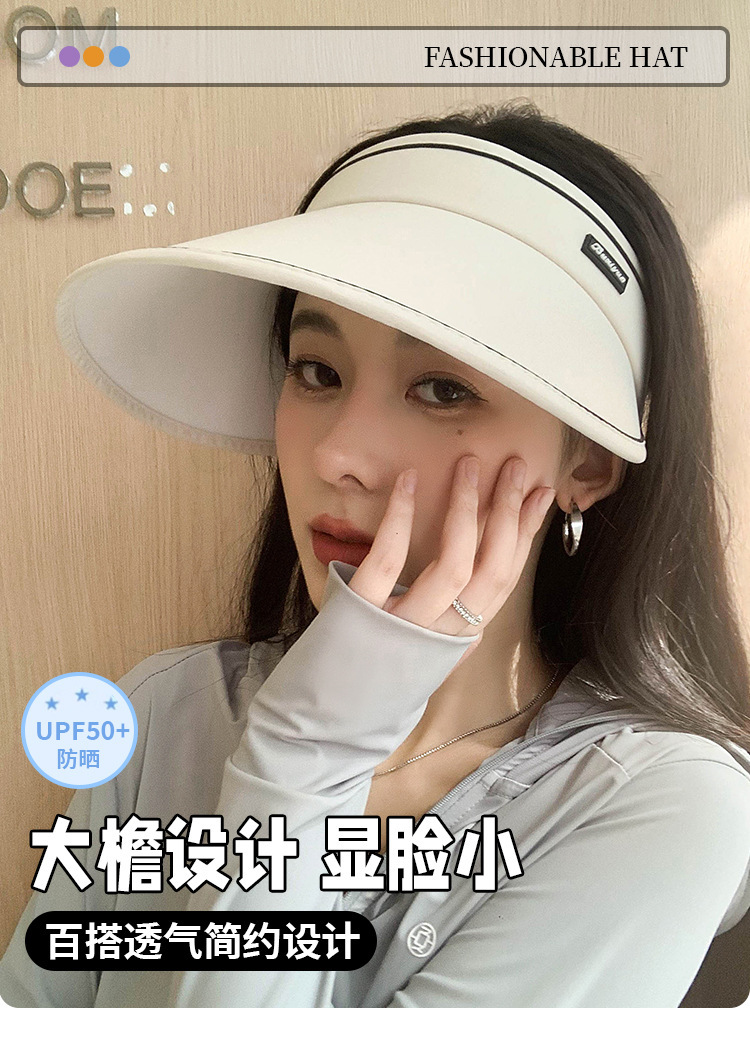 Ladies' Empty Sun Hat, UV Protection Wide Edge Foldable Summer Outdoor Beach Hat, Suitable for Ladies