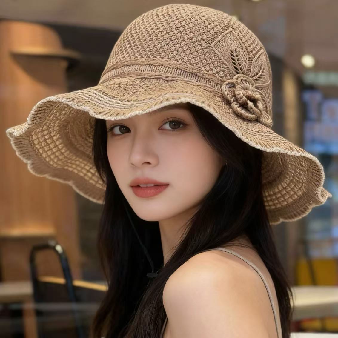 Women Foldable Bucket Sun Hat UV Protection Wide Brim Outdoor Beach Hat