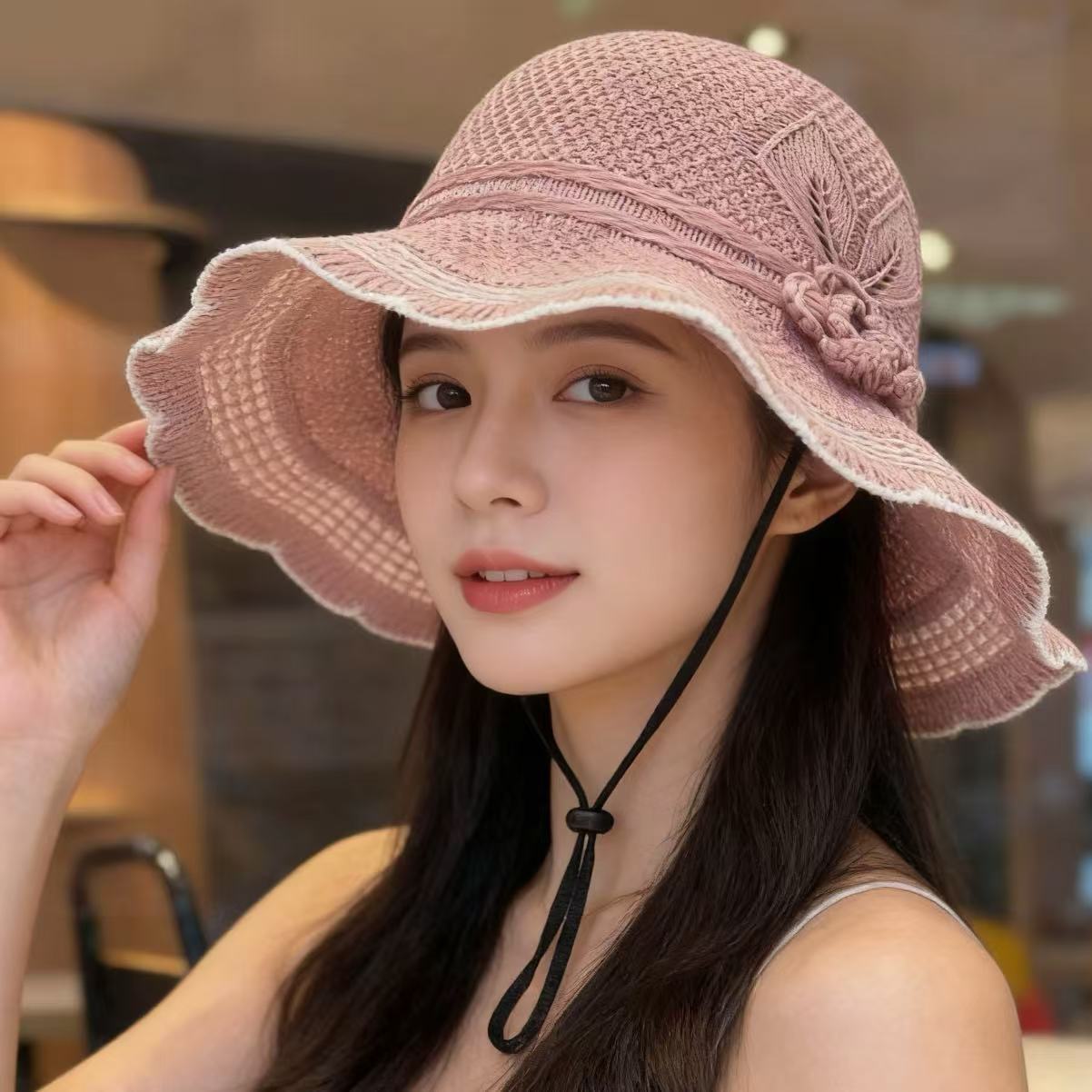 Women Foldable Bucket Sun Hat UV Protection Wide Brim Outdoor Beach Hat