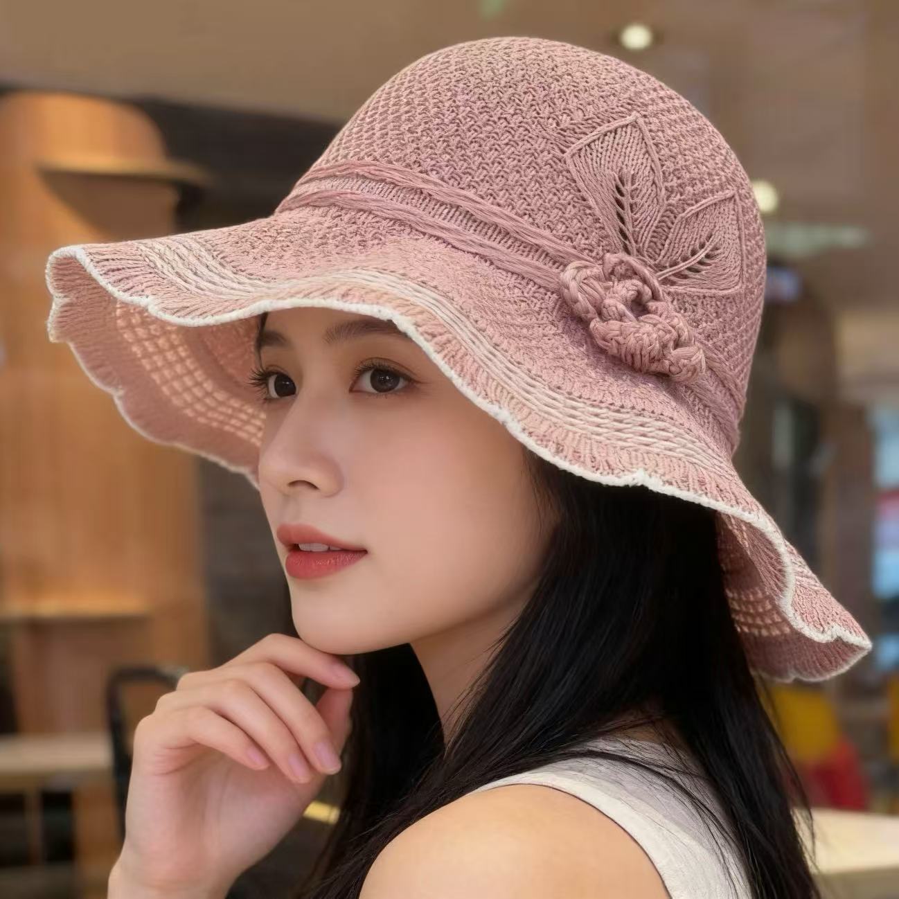 Women Foldable Bucket Sun Hat UV Protection Wide Brim Outdoor Beach Hat