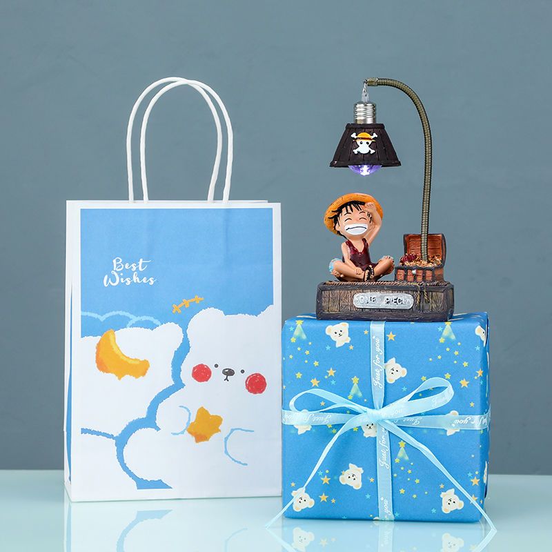 One Piece Monkey D. Luffy Anime Figurine Desk Ornament LED Night Light Practical Birthday Gift for Men Boys Girls Women's Day Present
