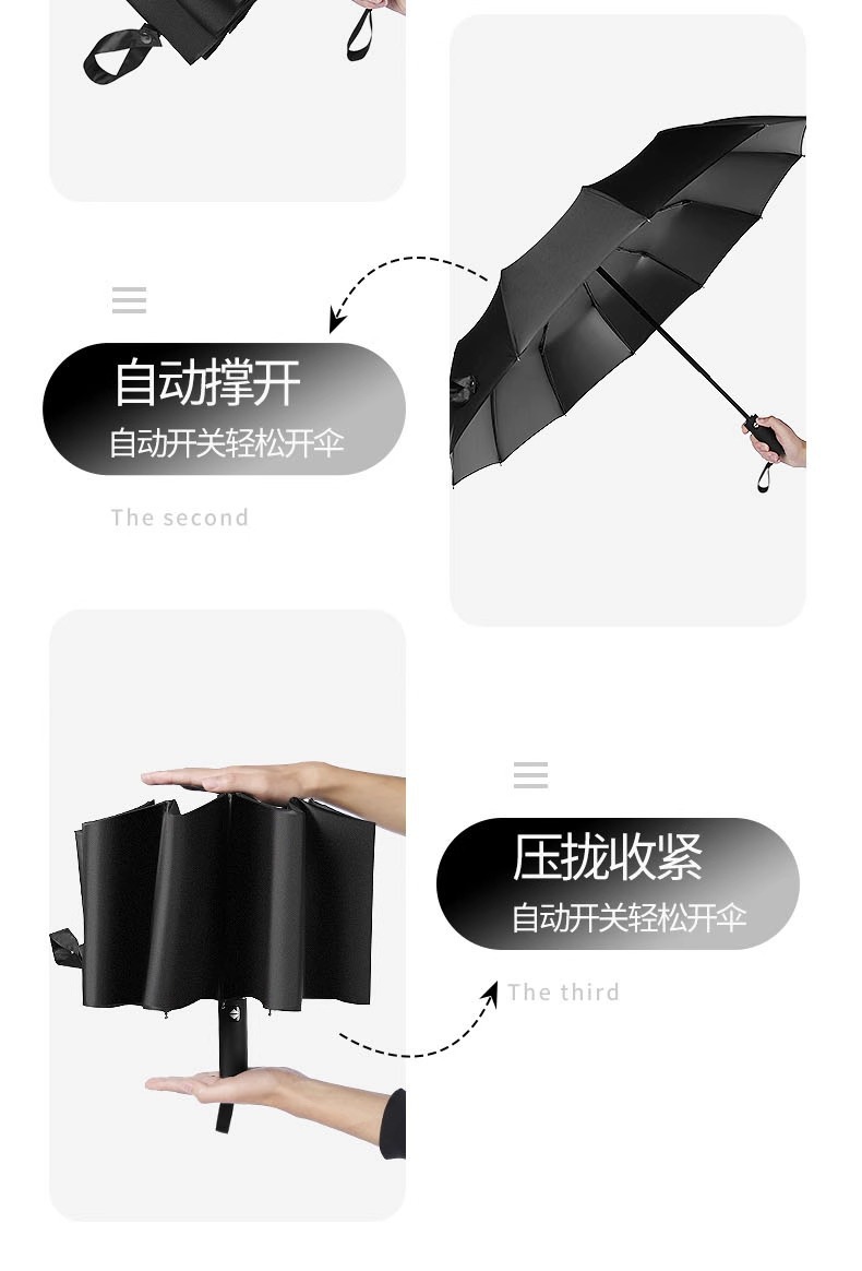 Auto Open Folding Umbrella, Windproof Waterproof One Touch Automatic Open Rain Umbrella Portable Travel Umbrella for Men Women Daily Commute Outdoor Use