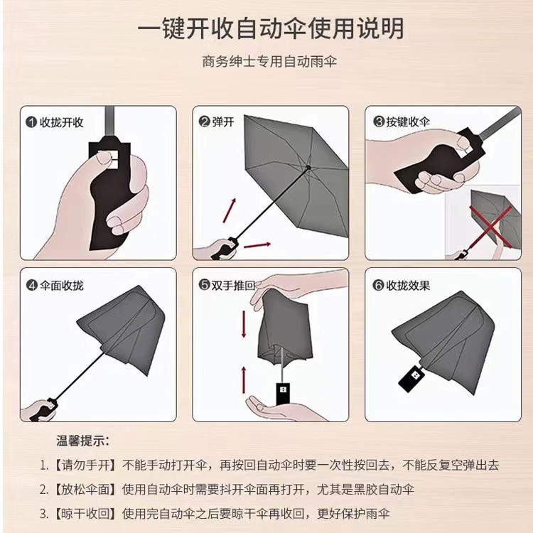 One-button automatic umbrella opening Compact windproof and waterproof folding outdoor commuter travel umbrella