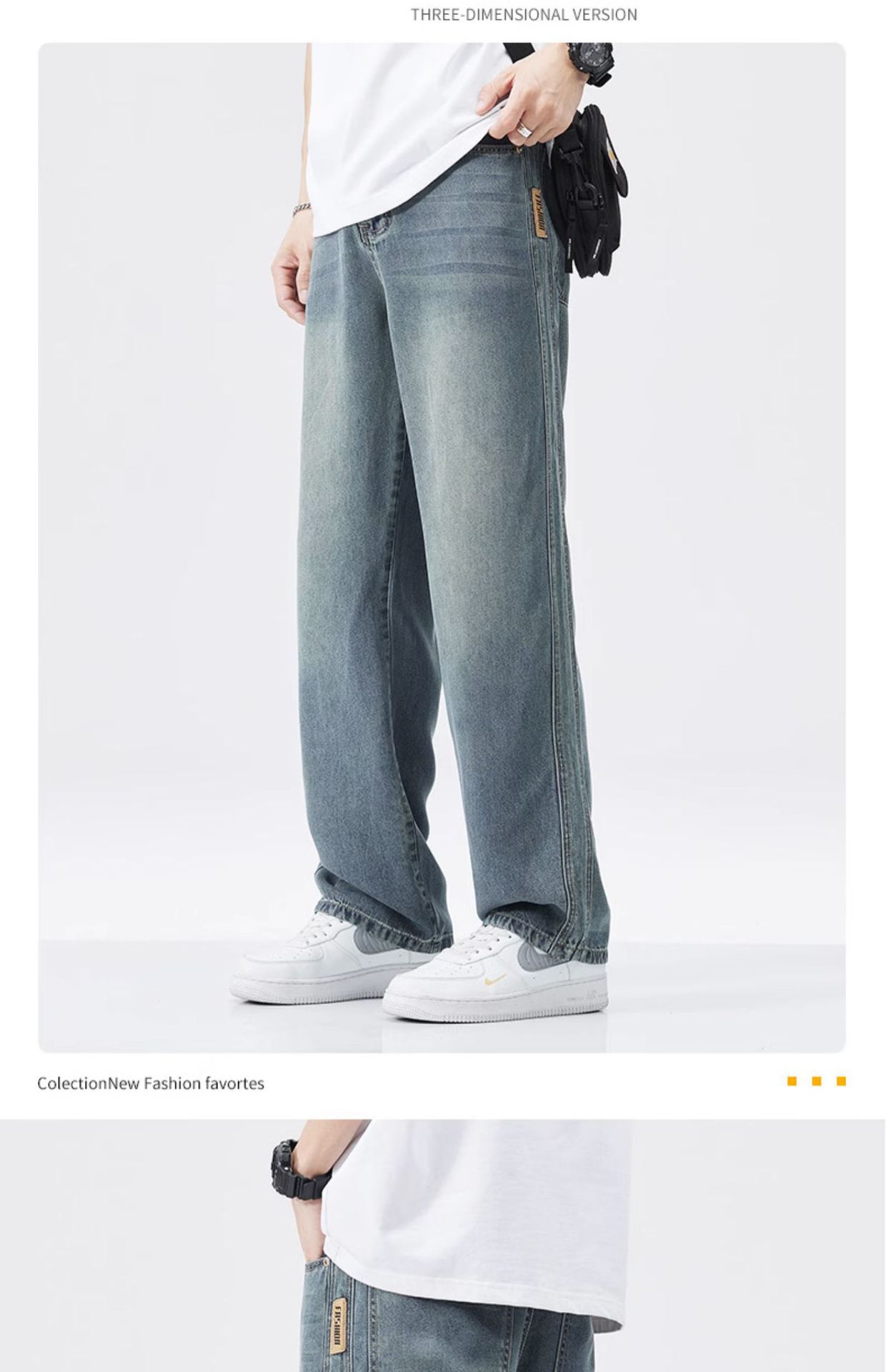 Summer thin ice silk jeans men's loose straight trendy brand ice oxygen bar Tencel cool casual wide-leg trousers