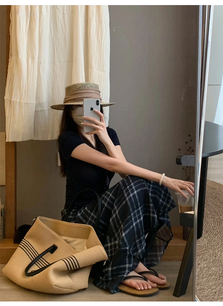 Chiffon floral fishtail skirt women's summer new high-waisted thin elastic waist skirt cool and breathable medium and long skirt