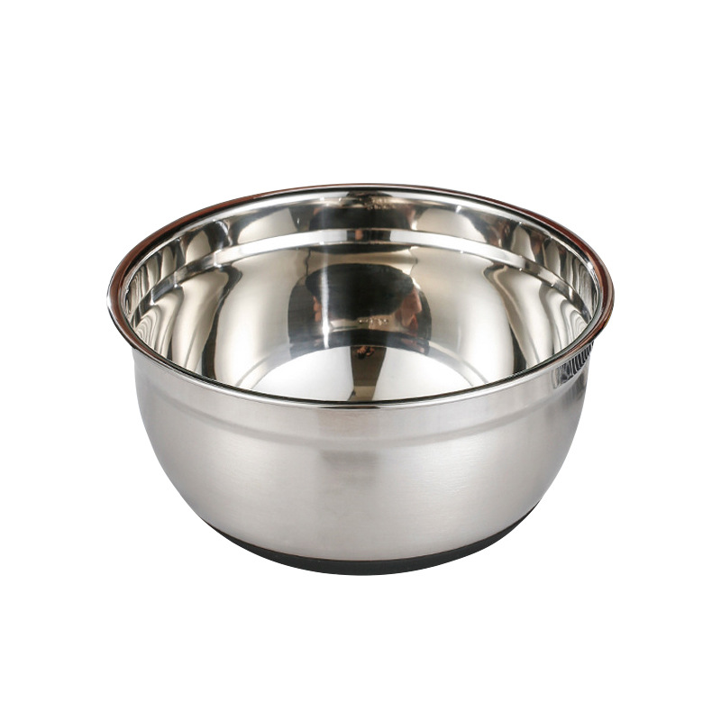 Household stainless steel colored salad bowl with lid, thickened and deepened food vegetable and fruit pot, round egg-beating cooking pot wholesale